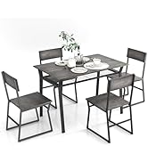 Esstisch mit 2 Bänken, 3-teilige Essgruppe, Küchentischset mit Metallgestell, Esszimmergruppe für 4 Personen, Industriedesign, Bartisch Set für Esszimmer Küche (Rustikales Braun)