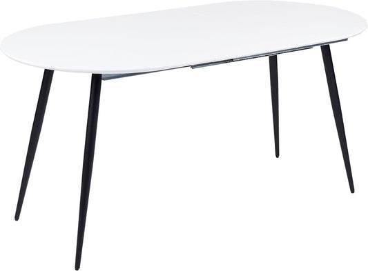 Dining Table White / Black Extendable 120/160 x 80 cm for 6 People Glossy