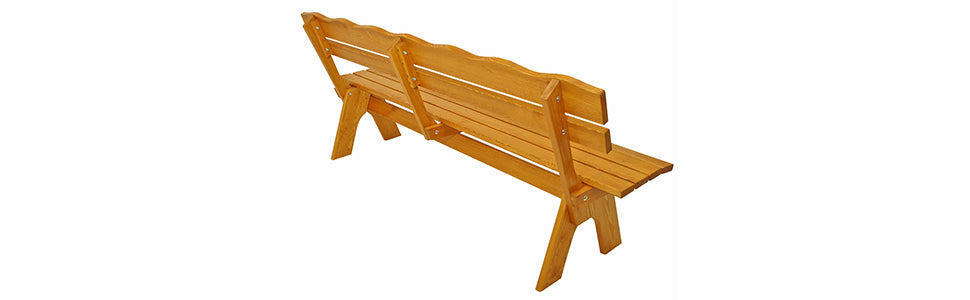 Freital Garden Bench XXL 4-Seater 200 cm Solid Pine Wood Light Varnished Stable Outdoor