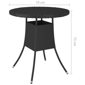 Garden Table Patio Table Balcony Table Dining Table Outdoor Table Garden Furniture Indoor Outdoor Black 70 x 70 x 73 cm Poly Rattan Steel Frame