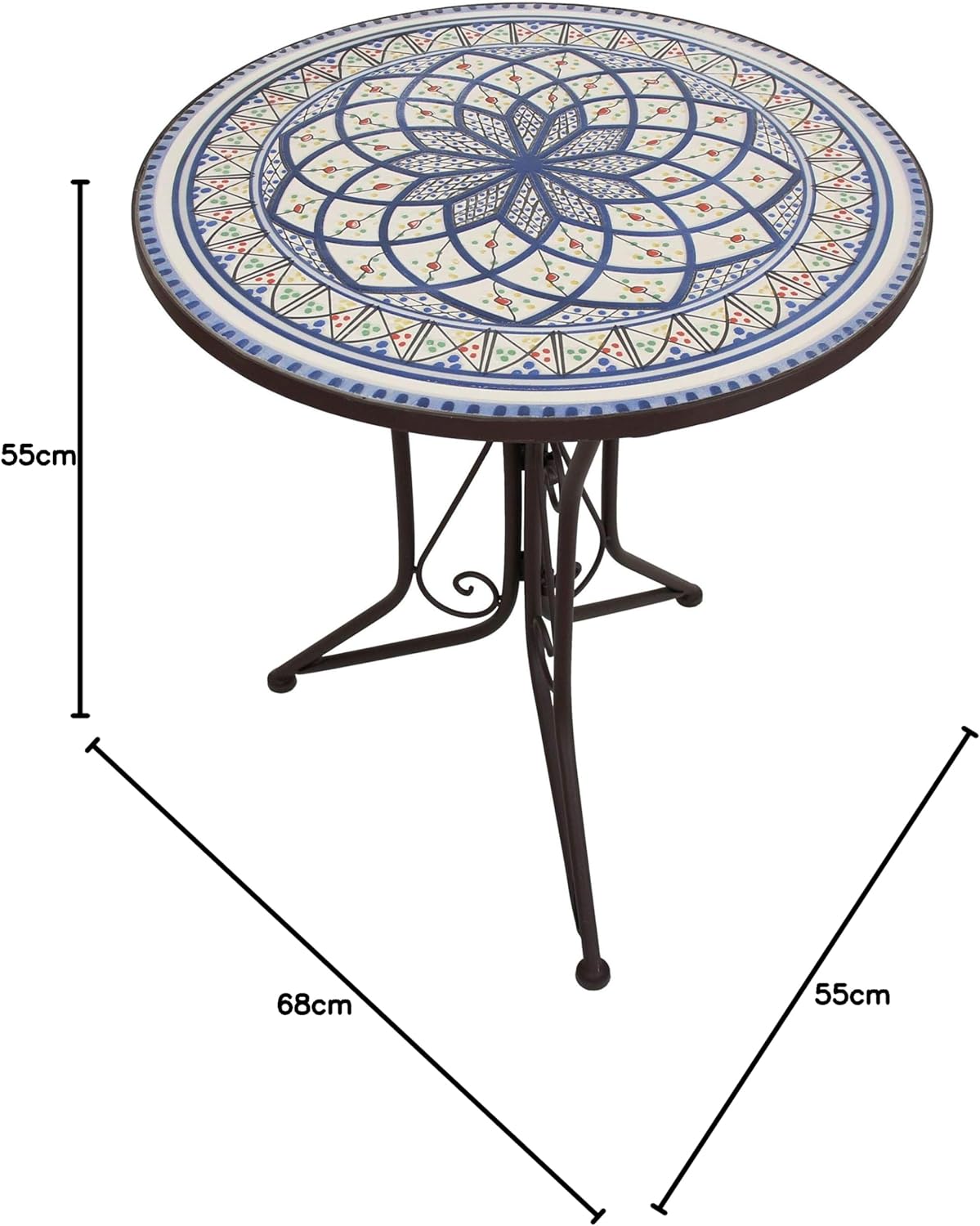 B086LH34W1 Mare Mosaic Table / Garden Table / Bistro Table Diameter 55 x 68 cm with Matching Chairs Available Separately