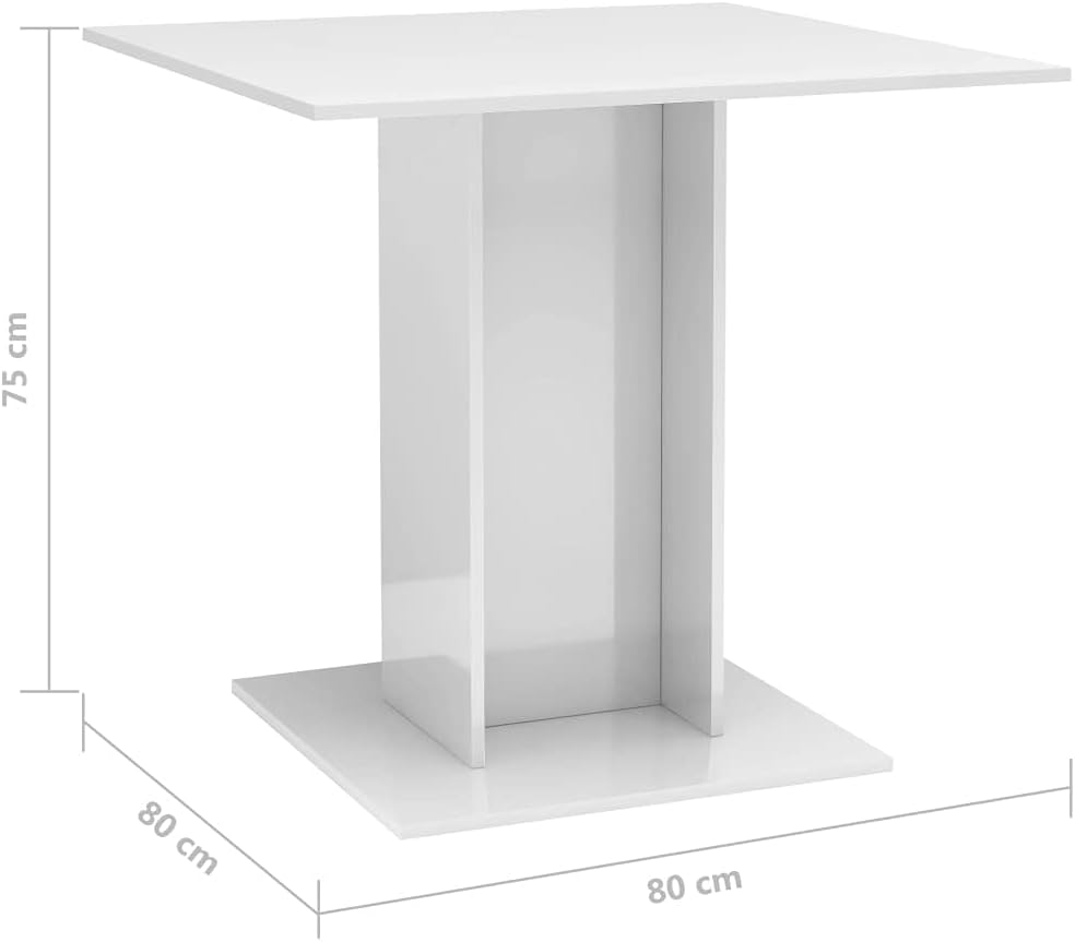 Dining Table High-Gloss White 80 x 80 x 75 cm Wood Material