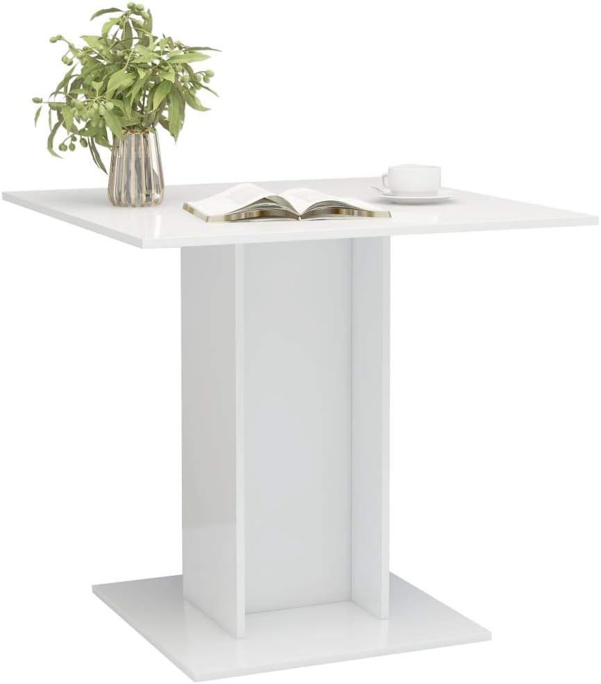 Dining Table High-Gloss White 80 x 80 x 75 cm Wood Material