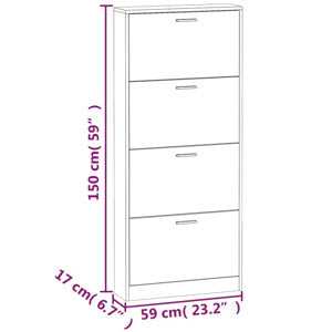 Shoe Cabinet, Shoe Rack, Shoe Storage, Shoe Cabinet, High Gloss White, 59 x 17 x 150 cm, Wood Material