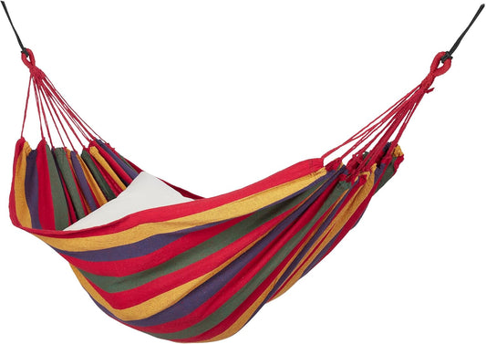 Hammock with Fixings & Bag, up to 150 kg, W x D: 270 x 150 cm, Cotton, Indoor and Outdoor Use, Colourful