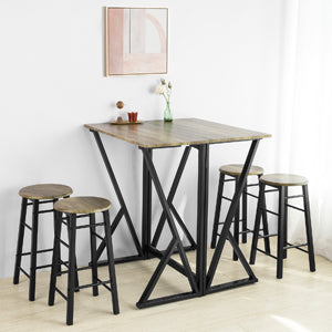 5-Piece Dining Set Dining Table with 4 Chairs Folding Table Dining Room Kitchen Table Wooden Table Foldable Industrial Look