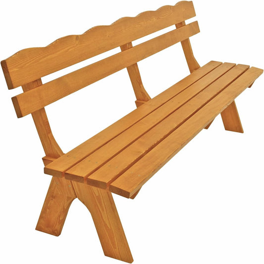 Freital Garden Bench XXL 4-Seater 200 cm Solid Pine Wood Light Varnished Stable Outdoor