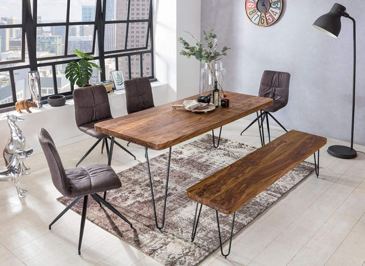 Solid Wood Sheesham Dining Table Balu 120 x 80 x 76 cm Kitchen Table Solid