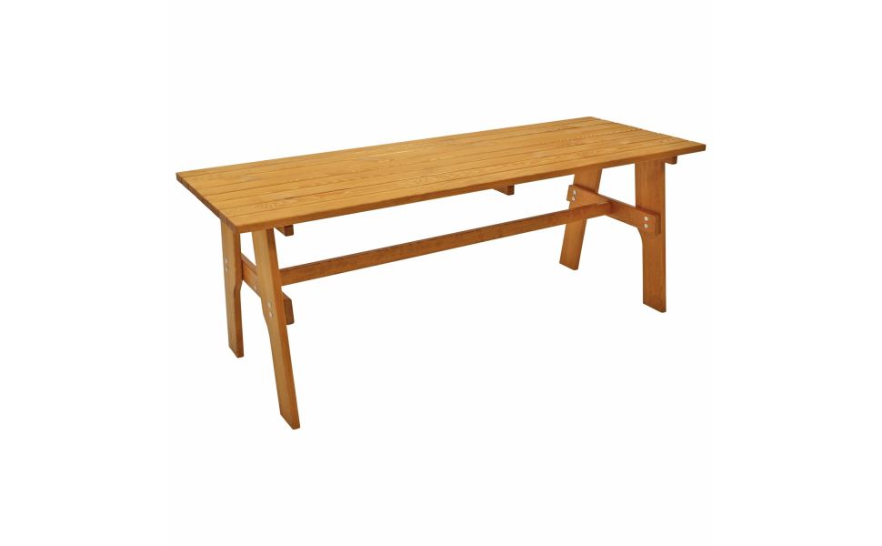 Freital Garden Table XXL 72 x 200 cm Rectangular Solid Pine Wood Light Varnished Stable Outdoor