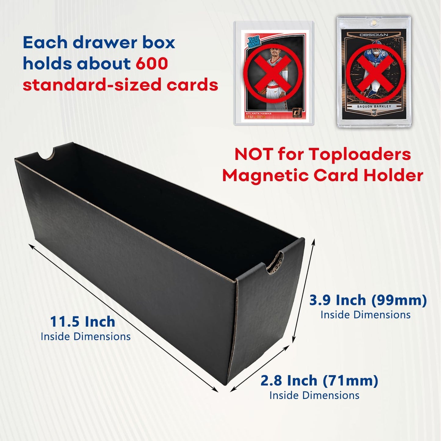 Trading Cardboard Card Storage Box - with 12 600-Count & 50 Card Dividers, Collectors Card Organizer Box for MTG Baseball Card Collection