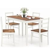 5 Piece Dining Table Set, Kitchen Table with 4 Chairs, Dining Set for 4 People, Rectangular Industrial Style Dining Room Table, Dining Set for Dining Room, Kitchen, Space Saving, Grey