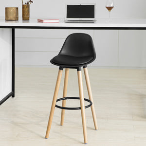 Bar Stool with Footrest Bar Stool with Backrest Black Beech Legs Seat Height 70 cm