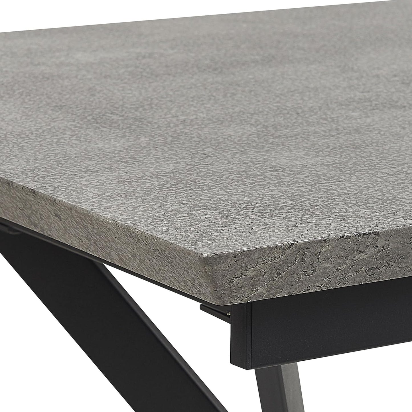 Dining Table Concrete Look Grey / Black 140/180 x 80 cm for 8 People MDF