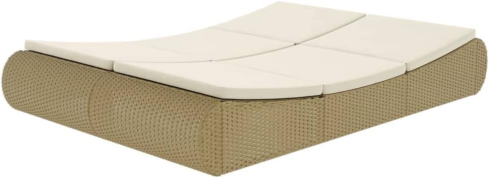 VidaXL Chaise longue pour 2 personnes Résine tressée Gris / Beige