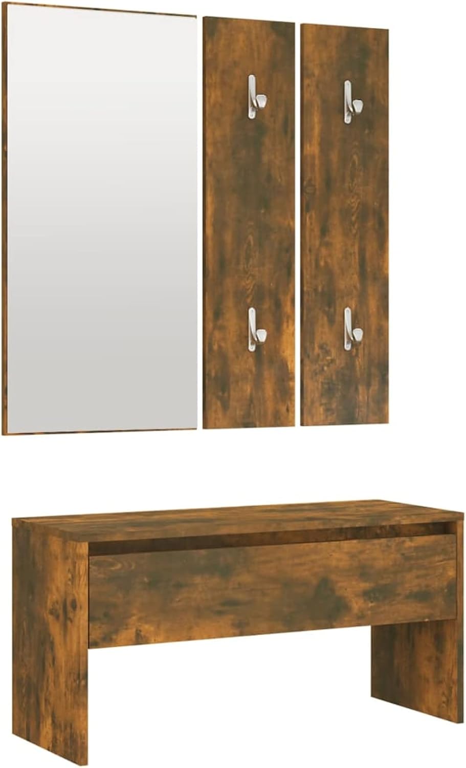 Hallway Furniture Set Wardrobes, Wardrobe Set Consisting of 1 x Hallway Bench, 1 x Mirror, 2 x Wardrobe for Clothes and Coats, Hallway Wardrobes