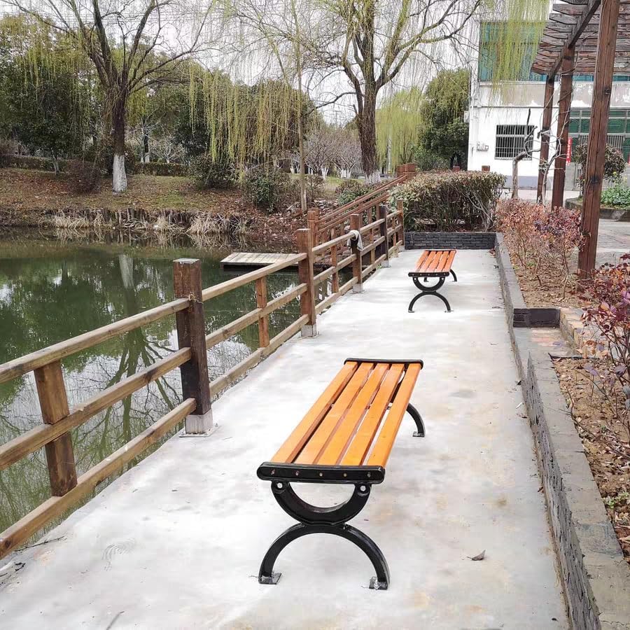 Outdoor Park Bench, Wooden Bench, Outdoor Patio, Leisure Bench, Suitable for Lawn, Porch, Pathway, 150 x 40 x 38 cm