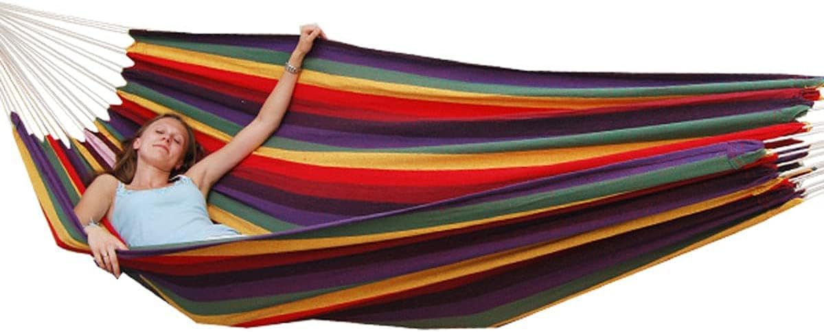 XXL Hammock 2 people 400X160 CM | Load Capacity up to 150 kg/100% Cotton | Amanka Multi-Person Hammock, multicoloured