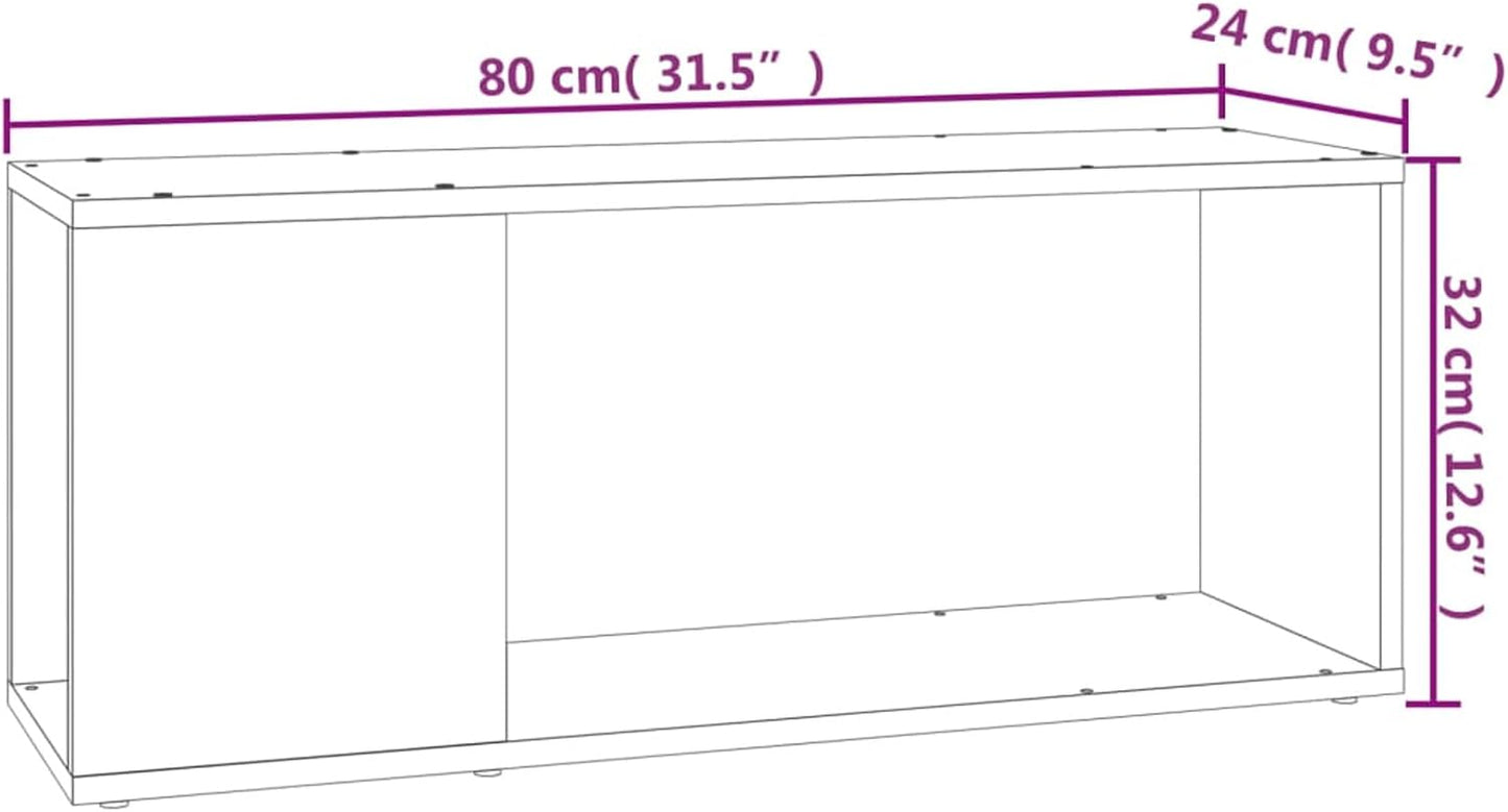 TV Cabinet, TV Stand, TV Lowboard, TV Cabinet, TV Bench, TV Table, TV Chest of Drawers, White, 80 x 24 x 32 cm, Chipboard