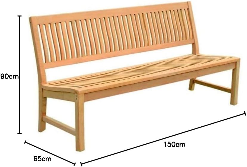 Kingsbury Sturdy Garden Bench in Premium Teak without Armrests 150 cm