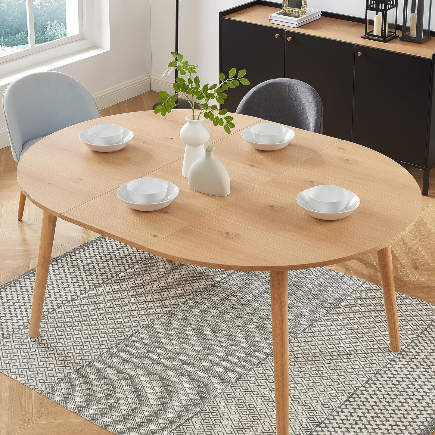 BAÏTA Oracle Oak Veneer Extendable Table 120 to 160 cm