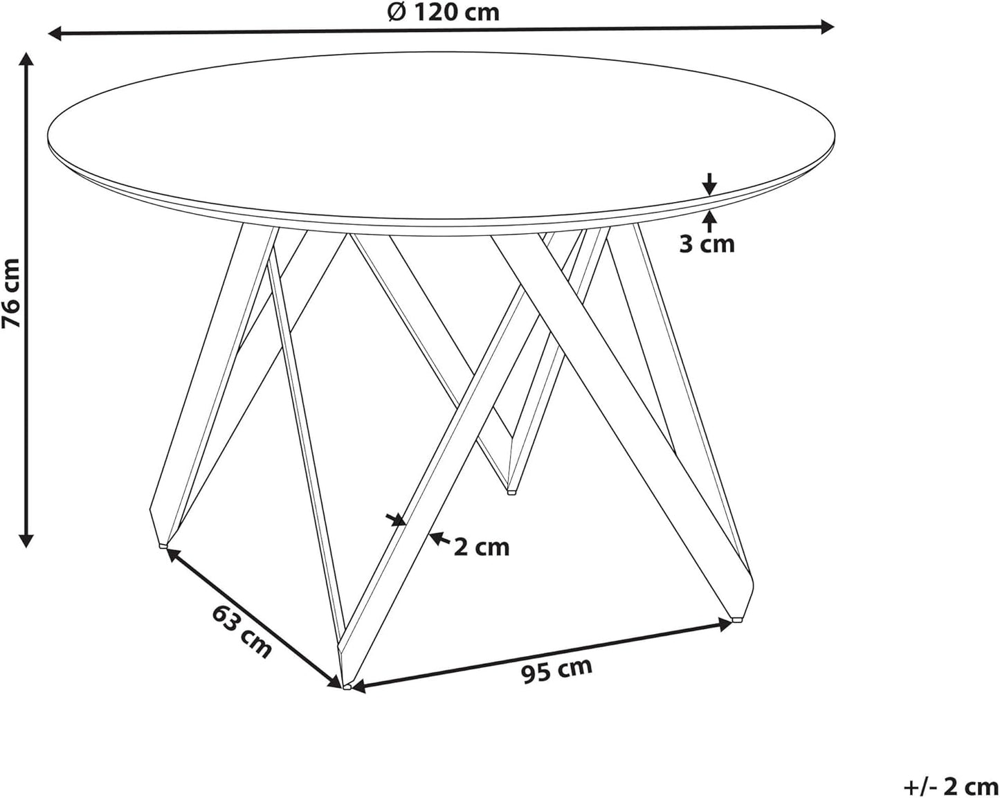 Dining Table Glossy Black 120 cm Round MDF Board Steel for Dining Room