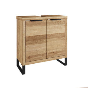 Woodkings Sydney Vanity Unit I Narrow Bathroom Cabinet W x H x D: 56 x 60 x 25 cm I Bathroom Furniture Made of Solid Wood Wild Oak I Small Vanity Unit for Bathroom or Guest Toilet