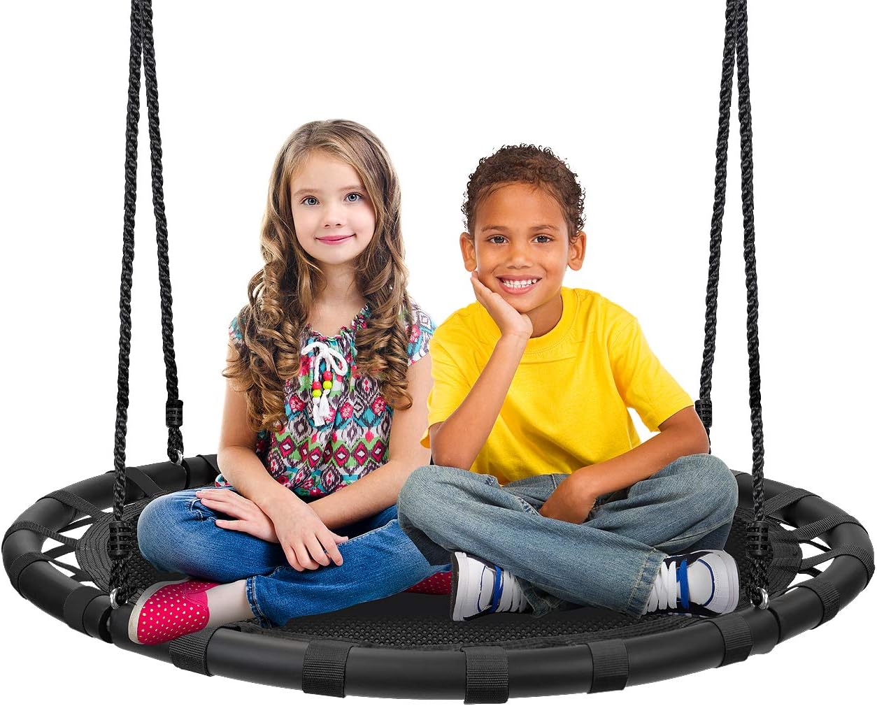 Sorbus Saucer Tree Swing- Kids Outdoor Disc Round Swing - 40" Heavy Duty 220lbs Seat- Easy Install Flying Saucer Web Circle Swing- Perfect for Gift,Playground, Birthday, Xmas, IndoorOutdoor Tire Swing