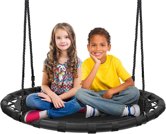 Sorbus Saucer Tree Swing- Kids Outdoor Disc Round Swing - 40" Heavy Duty 220lbs Seat- Easy Install Flying Saucer Web Circle Swing- Perfect for Gift,Playground, Birthday, Xmas, IndoorOutdoor Tire Swing