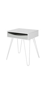 Side Table with Slot for iPad, Newspaper Stand, Coffee Table with Wheels, White, Width Approx. 45 x 58 x 35 cm