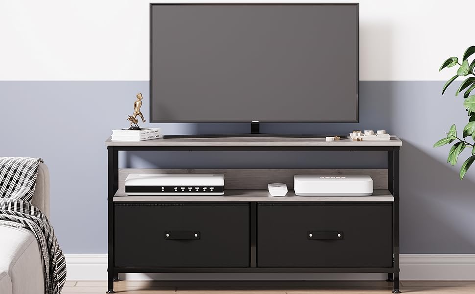 TV Cabinet, Lowboard, TV Bench, Wooden TV Table, TV Board, TV Cabinet with 2 Drawers and Shelves, TV Shelf for TVs up to 55 Inches, for Living Room, 99 x 57 x 30 cm