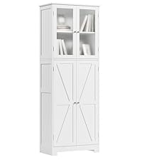 White Storage Cabinet with Drawers and Shelves, Bathroom Cabinet with Doors, Floor Storage Cabinet Hutch Cupboard for Dining/Living Room/Home Office