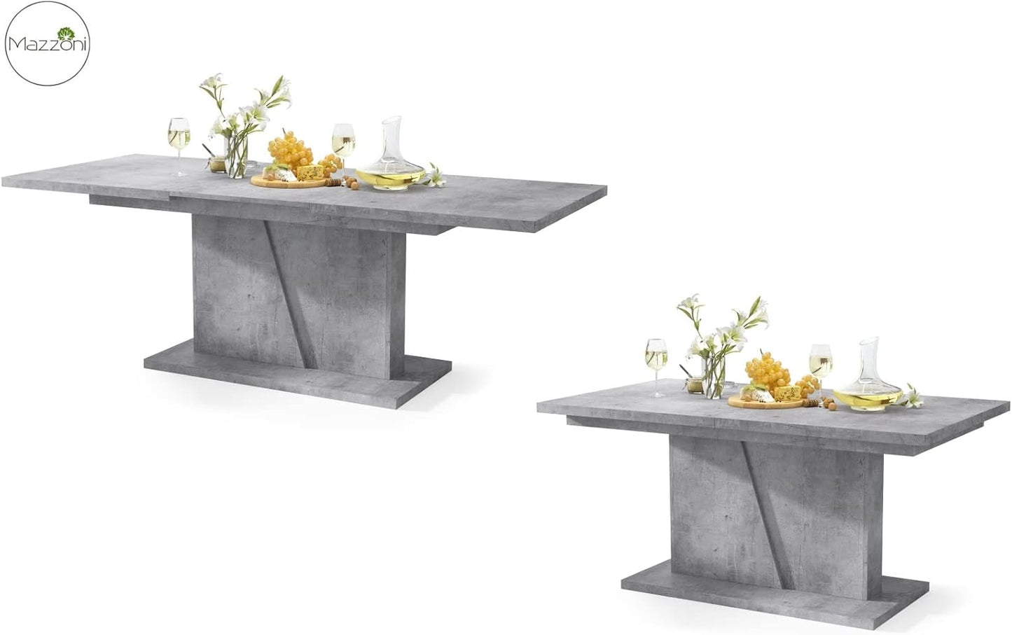 Designer Dining Table Extendible 160 to 218 cm Concrete Look