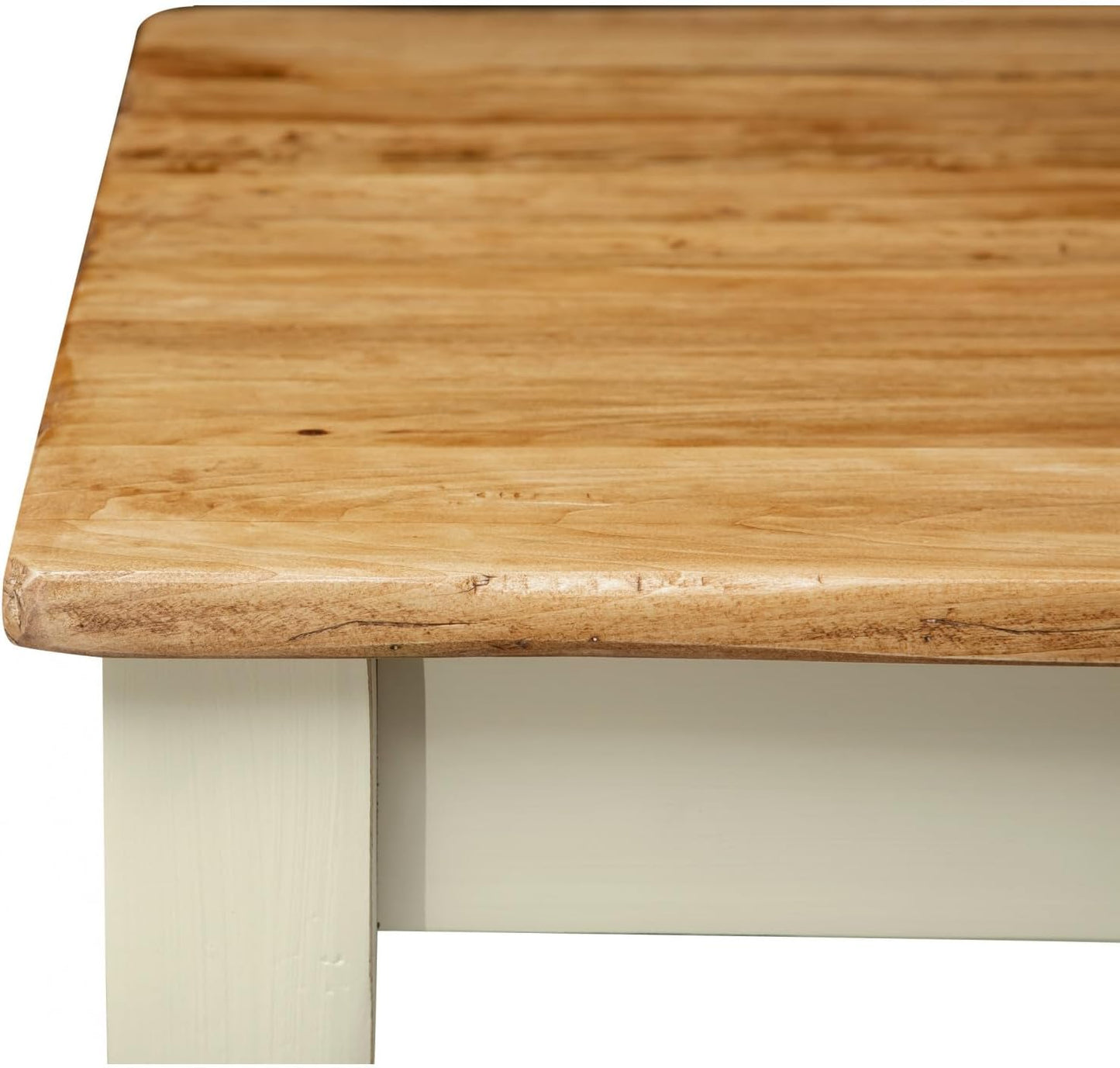 Square Extendable Table L 120 x D 80 x H 80 cm White and Natural - Kitchen Table Extendable Made of Solid Wood Made in Italy - Extendable Dining Table