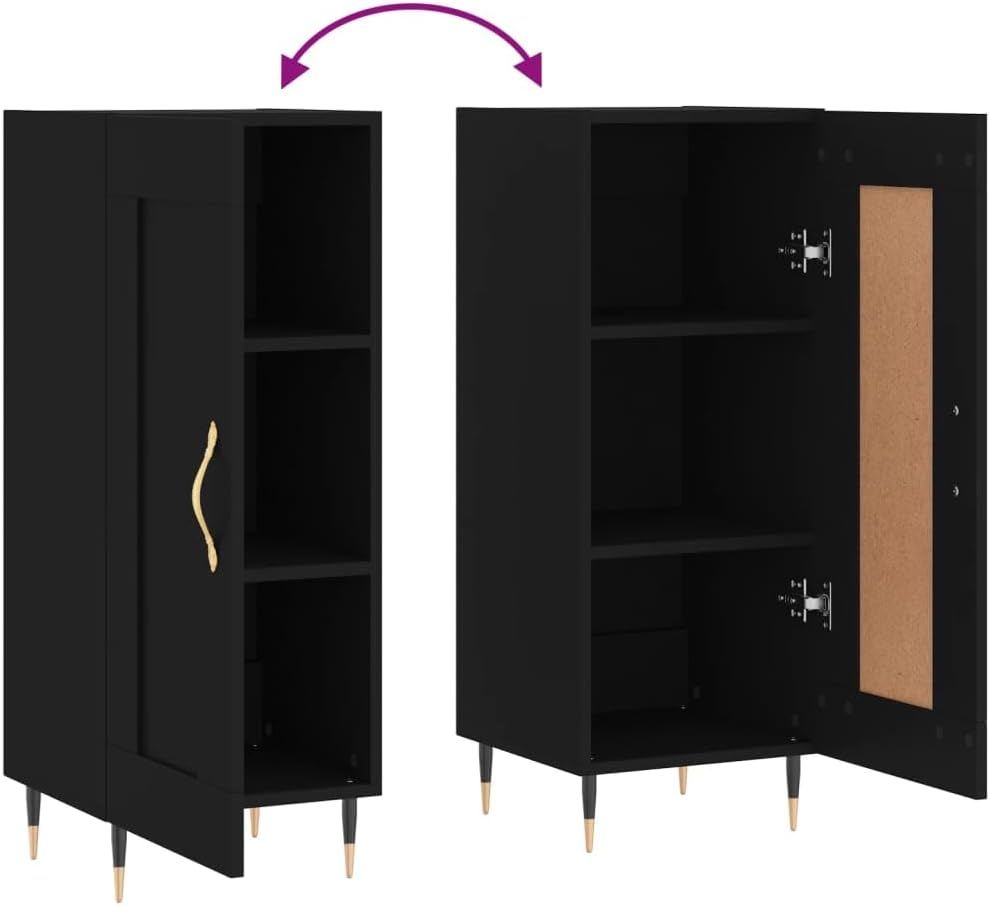 Sideboard Black 34.5 x 34 x 90 cm Wood Composite Chest of Drawers Bedroom Dressers & Sideboards, Living Room Cabinet, Dresser Cabinet, Bedroom Chest of Drawers, Hallway Chest of Drawers, Room