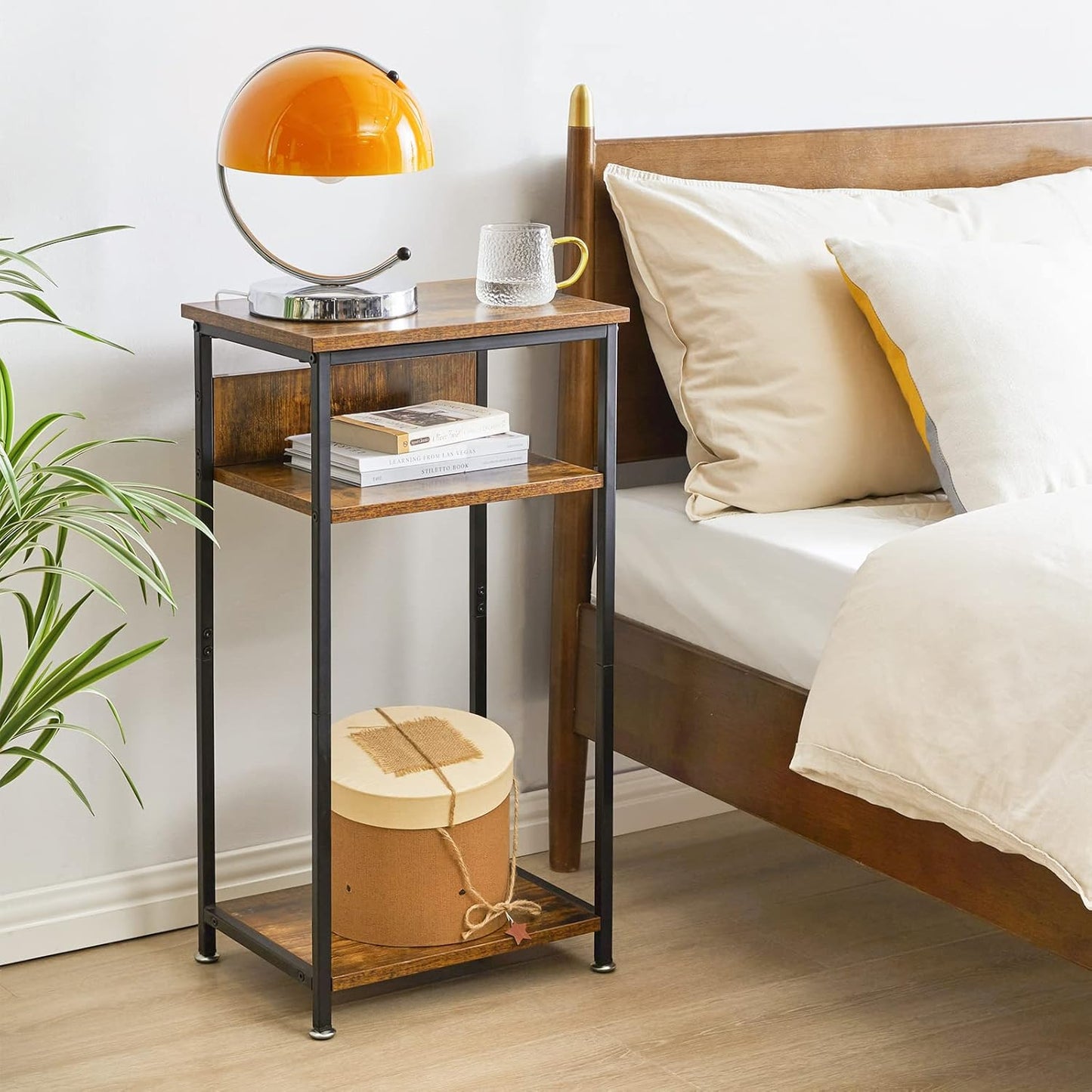 Side Table Bedside Table Sofa Table Coffee Table with 3 Tier Industrial Design Living Room Bedroom TMJ408H