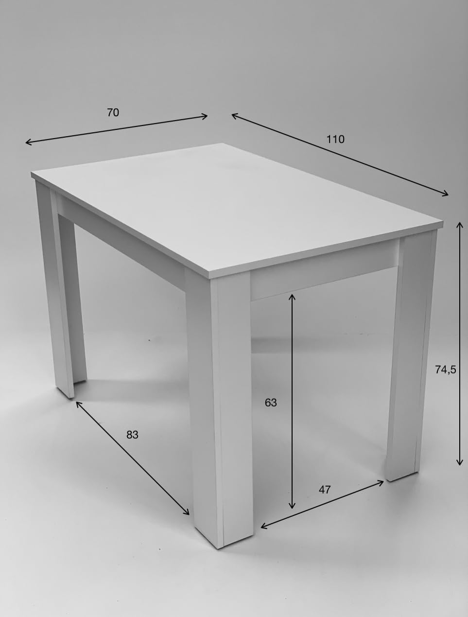 Möbel SD Esstisch Sonoma Eiche hell Sägerau weiß Massivholzoptik Kante 110x70