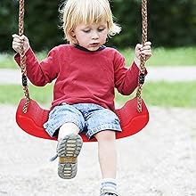 Retoo Children's Swing Garden Swing Seat Outdoor Swing Board Swing Outdoor Indoor Height Adjustable Accessories for Children Playground Plastic Durable Baby Swing Red