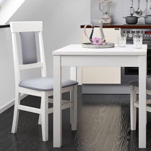 Small Dining Table Solid Wood Table White Kitchen Table Legs Smooth 90.70-50AW