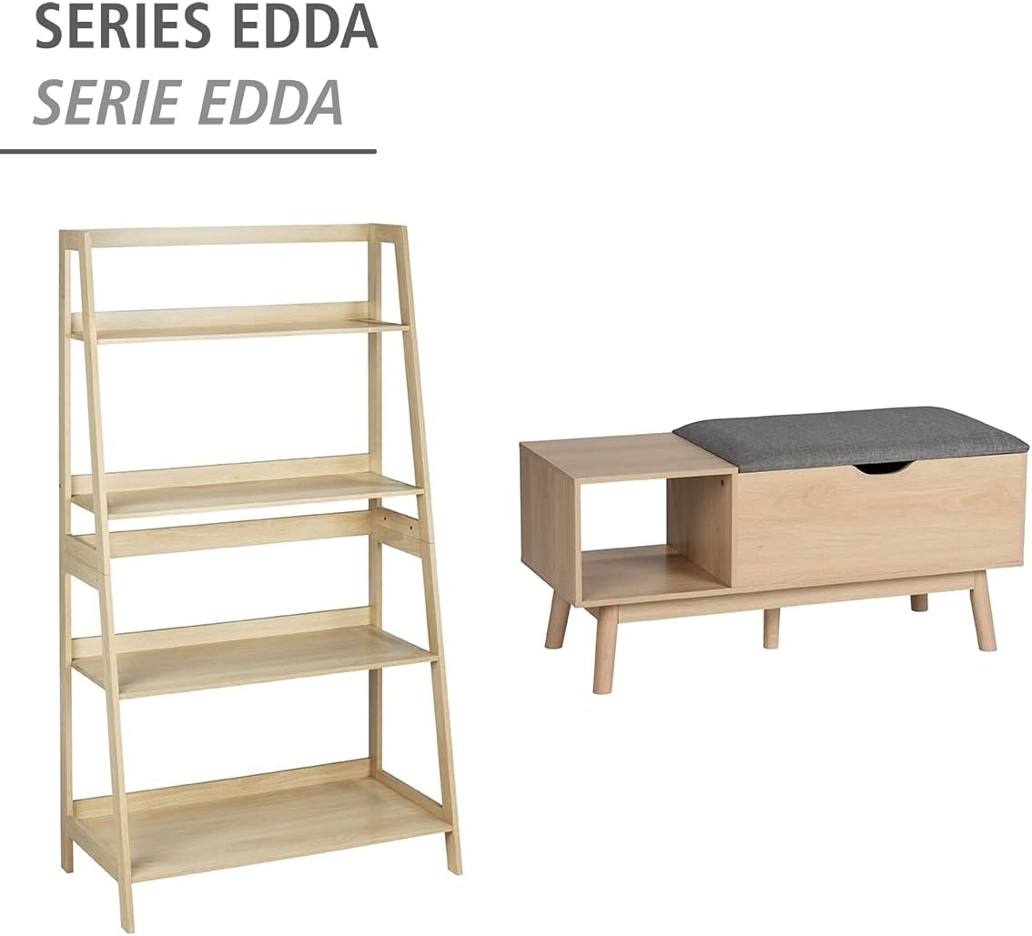 Edda Bench with Storage Compartment, Modern Shoe Bench with Seat Padding and Generous Storage Space for Hallway and Hallway, Hinged and Removable Lid in Trendy Oak Look, 100 x 45 x 40 cm, MDF