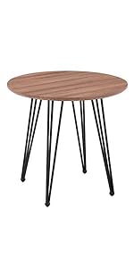 Round Dining Table Wood Pattern Table Round Kitchen Table Dining Room Table with Metal Legs for Offices Apartments Restaurants 90 x 90 x 75 cm (Wood)