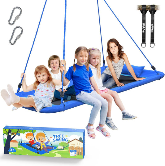 Hapfan 800 lbs 60'' Rectangle Platform Tree Swing for Kids and Adults with Pillow, Textilene Frabic, 9.8 FT Swing Hanging Straps