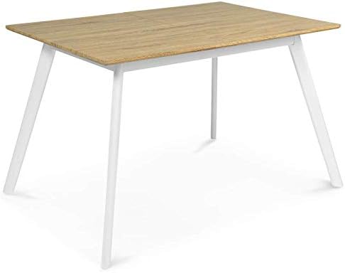 Scandinavian Extendable Table, Inga 120-160 cm, Wooden Top, White Legs