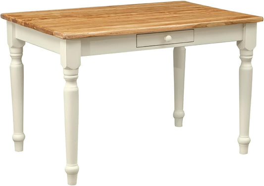 Square Extendable Table L 120 x D 80 x H 80 cm White and Natural - Kitchen Table Extendable Made of Solid Wood Made in Italy - Extendable Dining Table