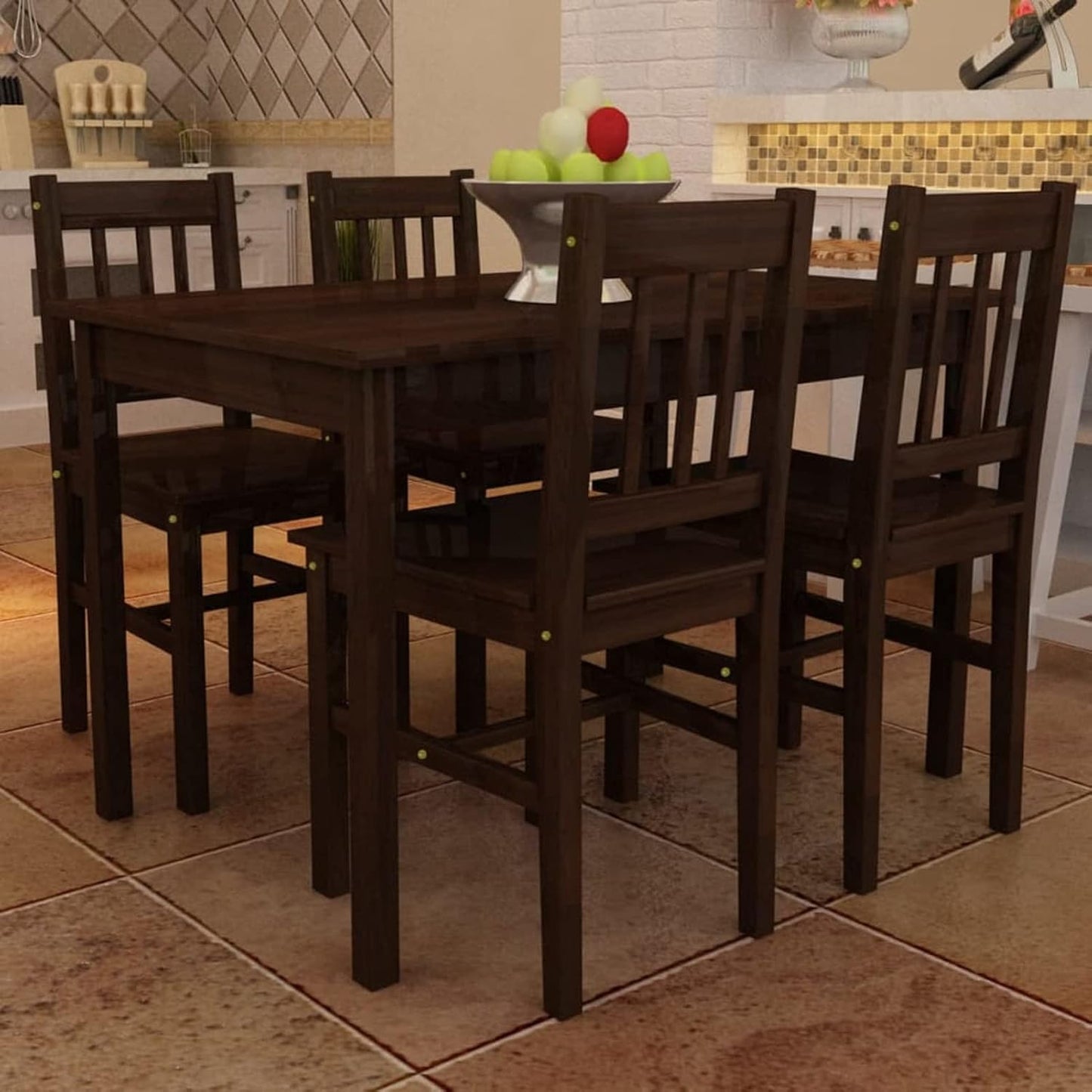 Dining Table Wooden Table with 4 Wooden Chairs, Dining Room Set, Dining Room Furniture, Dining Table with Chairs, Dining Table Set, Dining Room Set, Dining Room Set, Brown