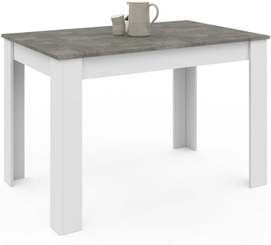 Seater Rectangular Dining Table White Concrete Effect Top 110cm