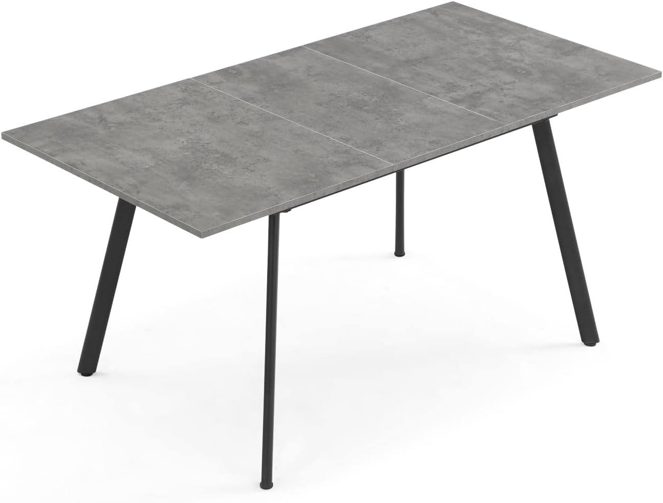 Dining Table, Extendible 120-160 x 80 cm, for 4-6 People, Wooden Kitchen Table with Metal Frame for Dining Room, Kitchen, Scandinavian Modern Design, Concrete Look, 11201-BETO