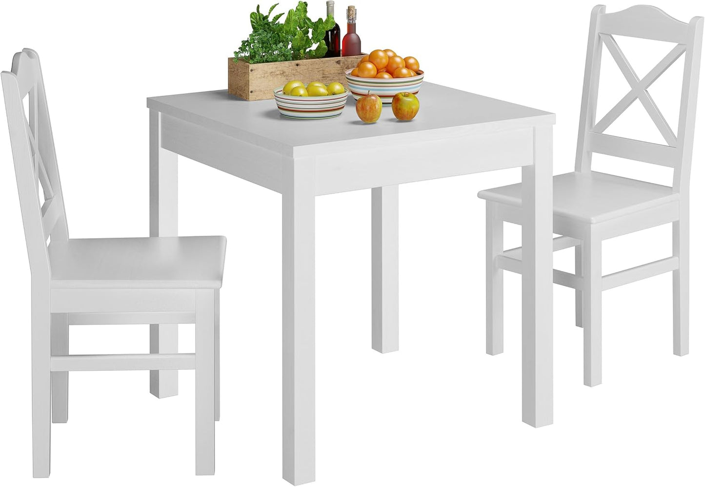 Small Dining Table Solid Wood Table White Kitchen Table Legs Smooth 90.70-50AW