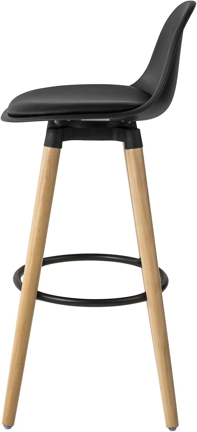 Bar Stool with Footrest Bar Stool with Backrest Black Beech Legs Seat Height 70 cm