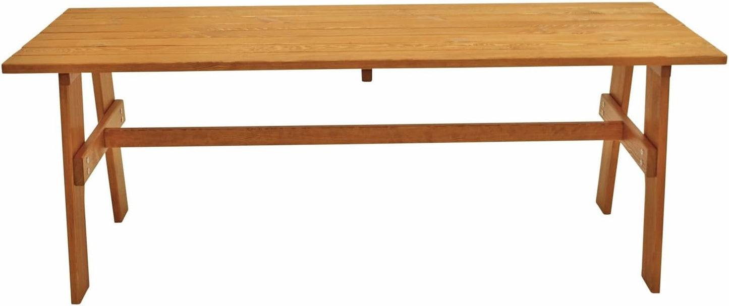 Freital Garden Table XXL 72 x 200 cm Rectangular Solid Pine Wood Light Varnished Stable Outdoor