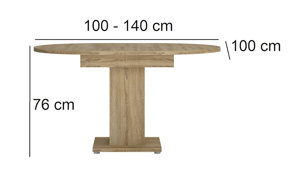 Design Esstisch WM-100 Sonoma Eiche rund ausziehbar 100-140 cm